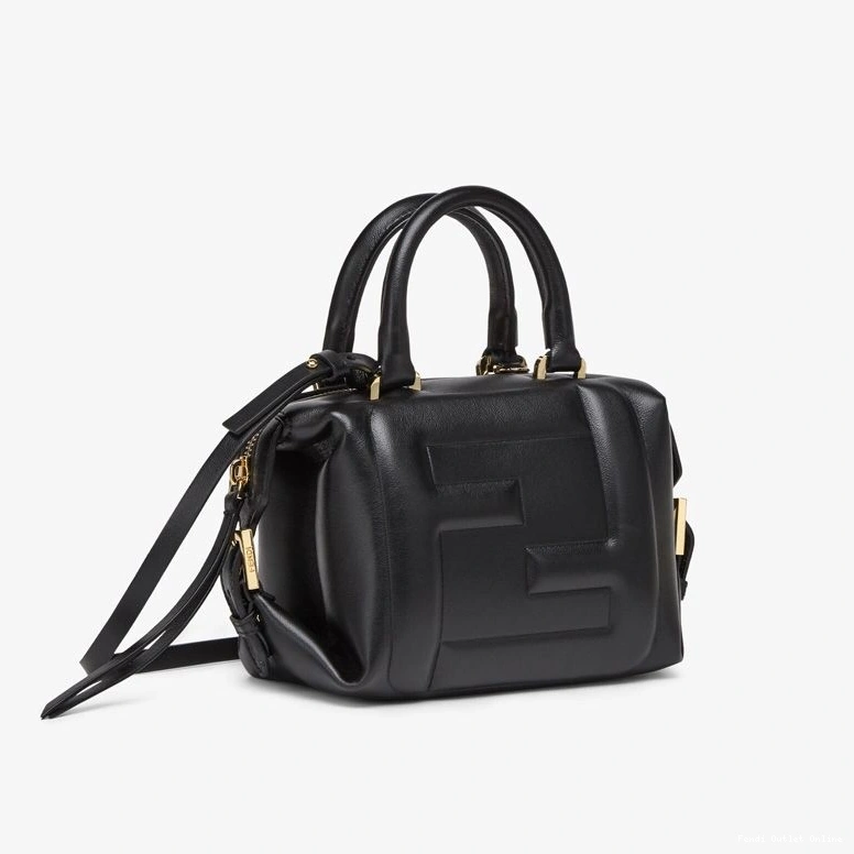 Affordable Bag Fendi FF In Black Mini Leather Cube Nappa 0724